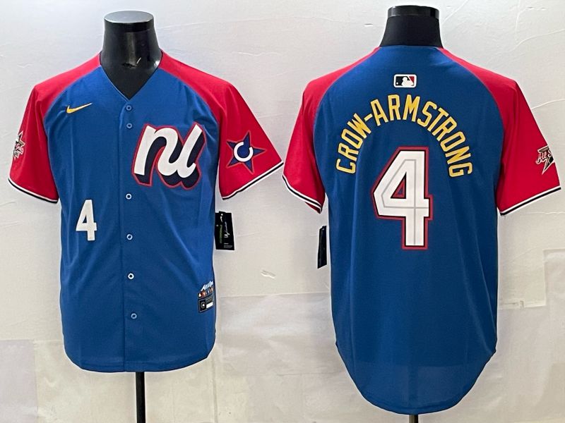 Men Chicago Cubs #4 Crow-Armstrong Blue red All star 2025 Nike MLB Jersey style 04
